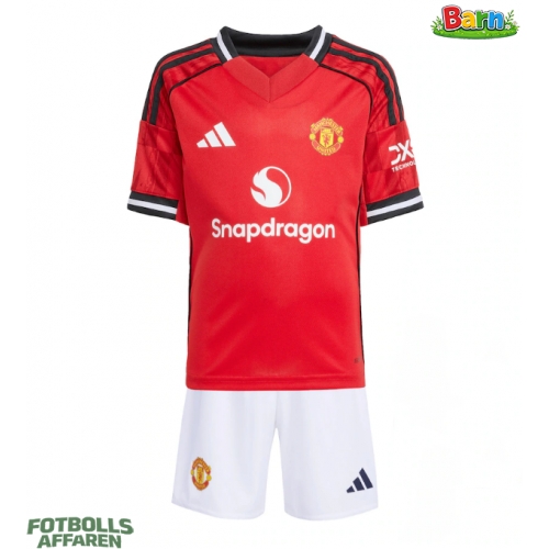 Manchester United Hemmaställ Barn 2025-26 Kortärmad (+ Korta byxor)